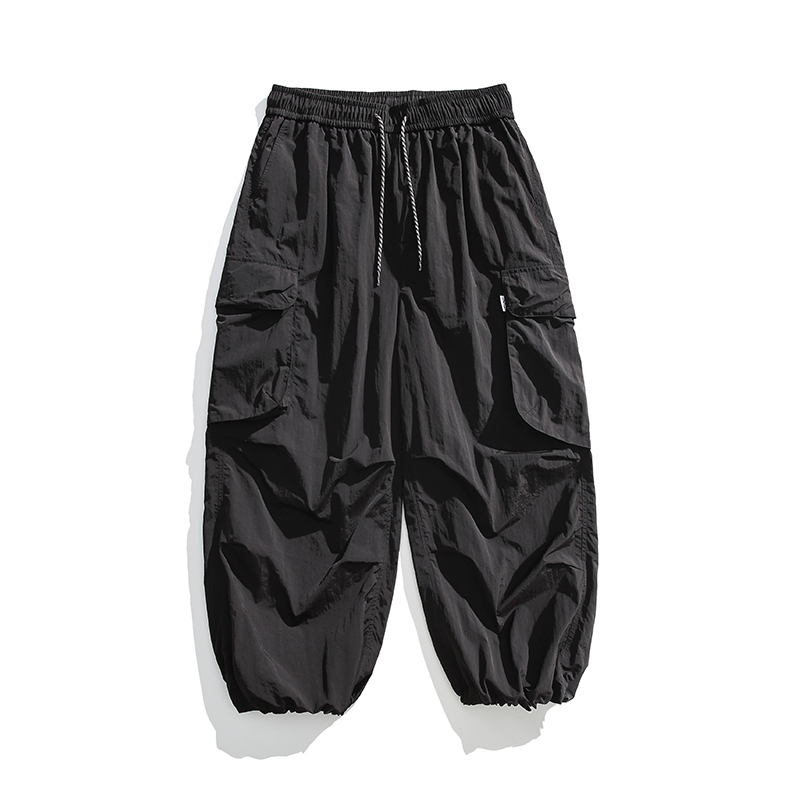 GrogeousBen  men Washed Cotton Cargo Pants Wide Leg Casual Pants 6 Pockets Combat Trousers.