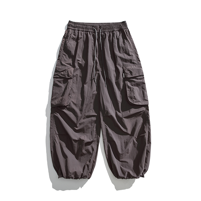 GrogeousBen  men Washed Cotton Cargo Pants Wide Leg Casual Pants 6 Pockets Combat Trousers.
