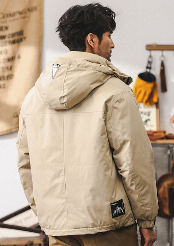 GrogeousBen Vintage multi-pocket cargo down jacket men's winter thickened outdoor hooded tactical functional wind hunting jacket.