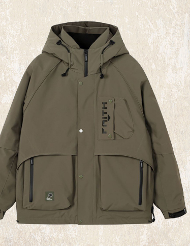 GrogeousBen Vintage mountain tie hooded work three anti-down jacket for men winter thickened thermal pie to overcome functional wind coat.