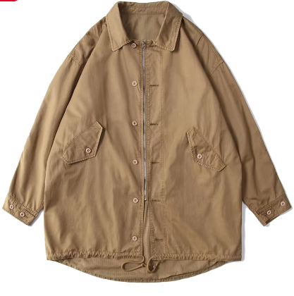 GrogeousBen Factory Directly Supply Custom Cotton Garment Dyed Casual Jacket Mid-length Windproof Trench Coat.