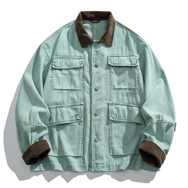 GorgeousBen spring autumn women man customized Casual corduroy jacket Pockets Men jackets Coat.