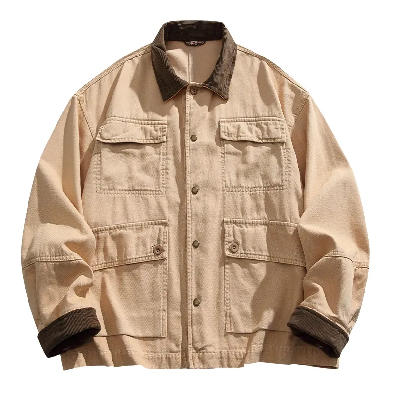 GorgeousBen spring autumn women man customized Casual corduroy jacket Pockets Men jackets Coat.