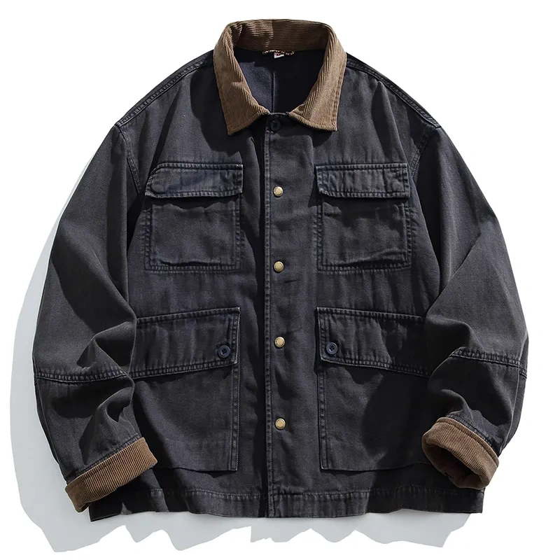 GorgeousBen spring autumn women man customized Casual corduroy jacket Pockets Men jackets Coat.
