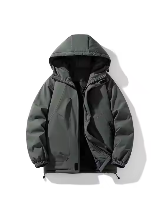 GorgeousBen Jacket Bomber Jacket with removable Hoodie Casual Style with Zipper Closure Windbreaker Bomber Jacket.