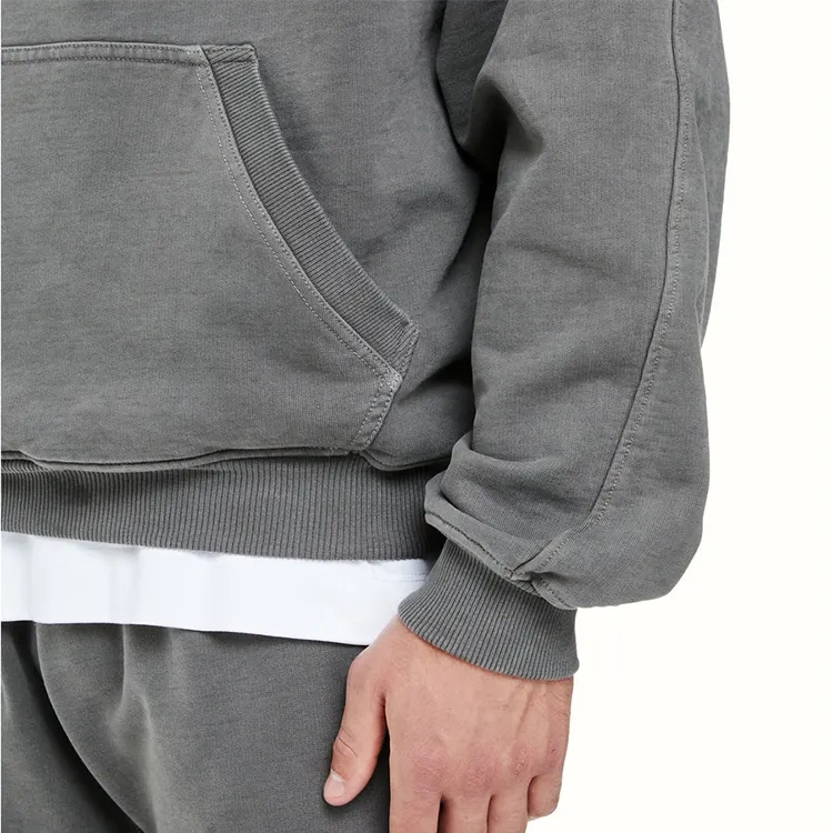 GrogeousBen hoodie men's 100% cotton Heavyweight streetwear oversized hoodie acid washed blank drop shoulder hoodie for men.