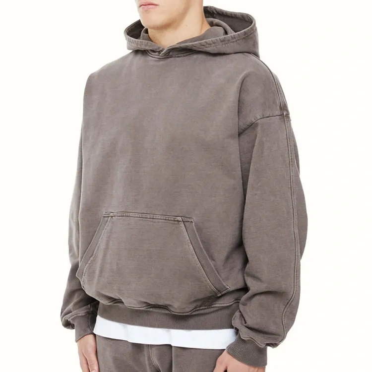 GrogeousBen hoodie men's 100% cotton Heavyweight streetwear oversized hoodie acid washed blank drop shoulder hoodie for men.
