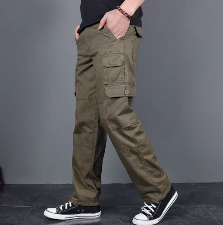 GrogeousBen Men's Cargo Pants Mens Casual Multi Pockets Large Size Pants Men Outwear Straight Winter Pants Trousers