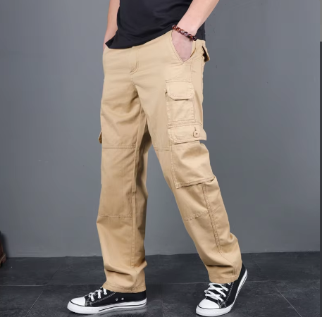 GrogeousBen Men's Cargo Pants Mens Casual Multi Pockets Large Size Pants Men Outwear Straight Winter Pants Trousers