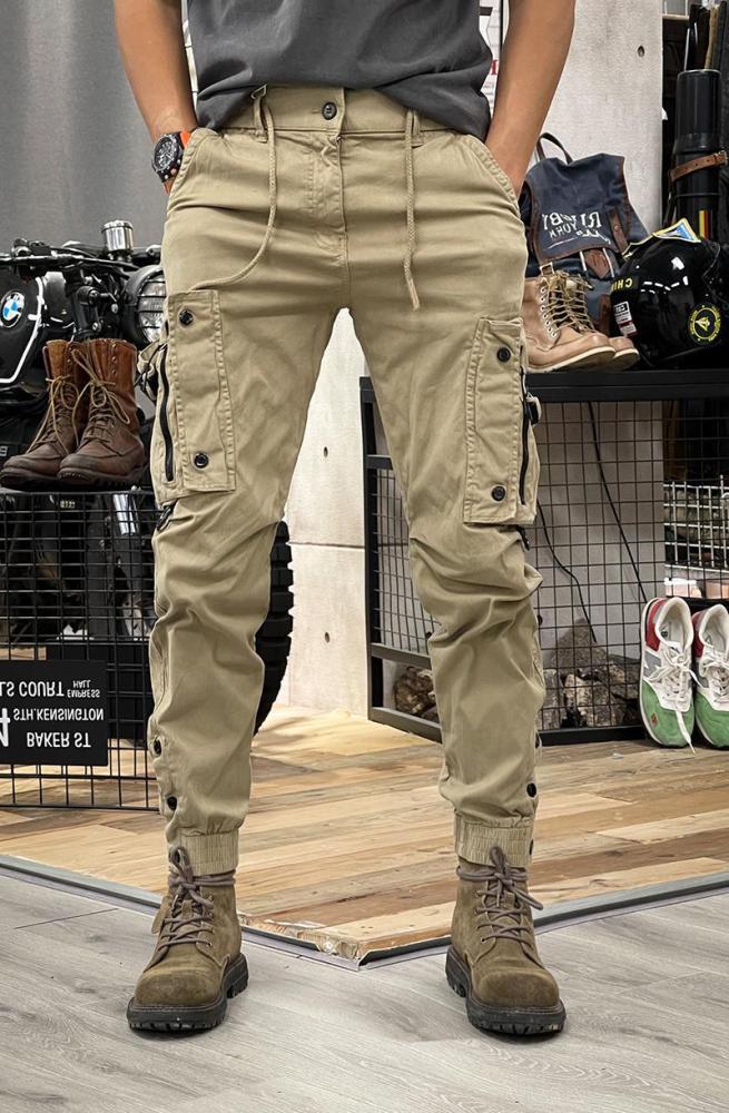 GrogeousBen 2024Spring and autumn cross border cargo pants men straight leg function outdoor tactical casual pants men girdle feet trousers men.