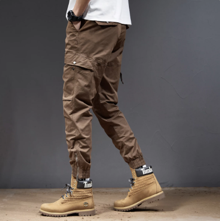 GorgeousBen Men's Cotton Canvas Pants outdoor City Fans Jogger Pant Multi Pockets ankle-tied Safari Cargo Worker Casual Pants.