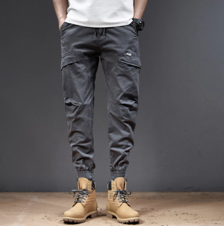 GorgeousBen Men's Cotton Canvas Pants outdoor City Fans Jogger Pant Multi Pockets ankle-tied Safari Cargo Worker Casual Pants.