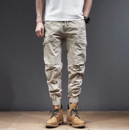 GorgeousBen Men's Cotton Canvas Pants outdoor City Fans Jogger Pant Multi Pockets ankle-tied Safari Cargo Worker Casual Pants.