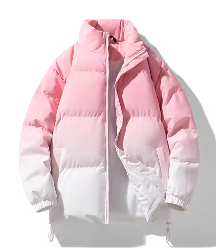 GrogeousBen New Men Jacket Zipper Gradient Custom Bubble Coats Outdoor Bread Sport Down Coat Custom Puffer Jacket For Men.