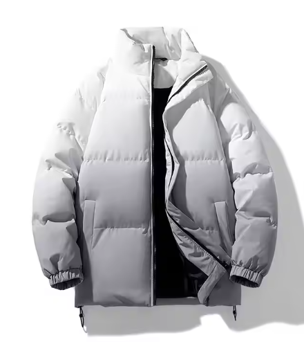 GrogeousBen New Men Jacket Zipper Gradient Custom Bubble Coats Outdoor Bread Sport Down Coat Custom Puffer Jacket For Men.