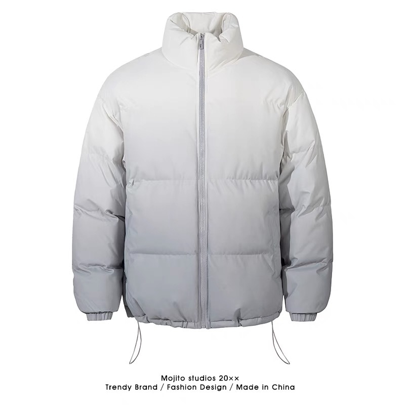 GrogeousBen Custom Loose Fit All Over Dip Dye Gradient Printed Men's Winter Puffer Down Jacket Warm Coats For Men.