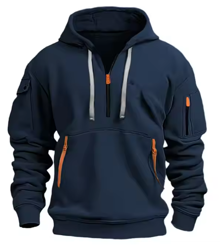 GrogeousBen Custom Casual Slightly Fit Sporty Arm Pocket Hoodie with Contrasting Zipper.