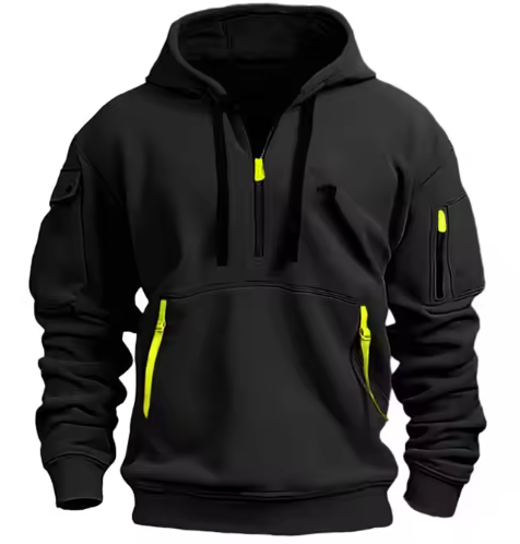 GrogeousBen Custom Casual Slightly Fit Sporty Arm Pocket Hoodie with Contrasting Zipper.