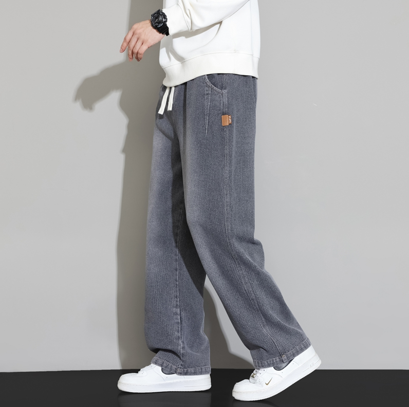 GorgeousBen 2024 summer new men's fashion brand casual wide leg pants thin loose straight leg jeans.