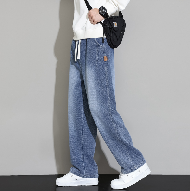 GorgeousBen 2024 summer new men's fashion brand casual wide leg pants thin loose straight leg jeans.