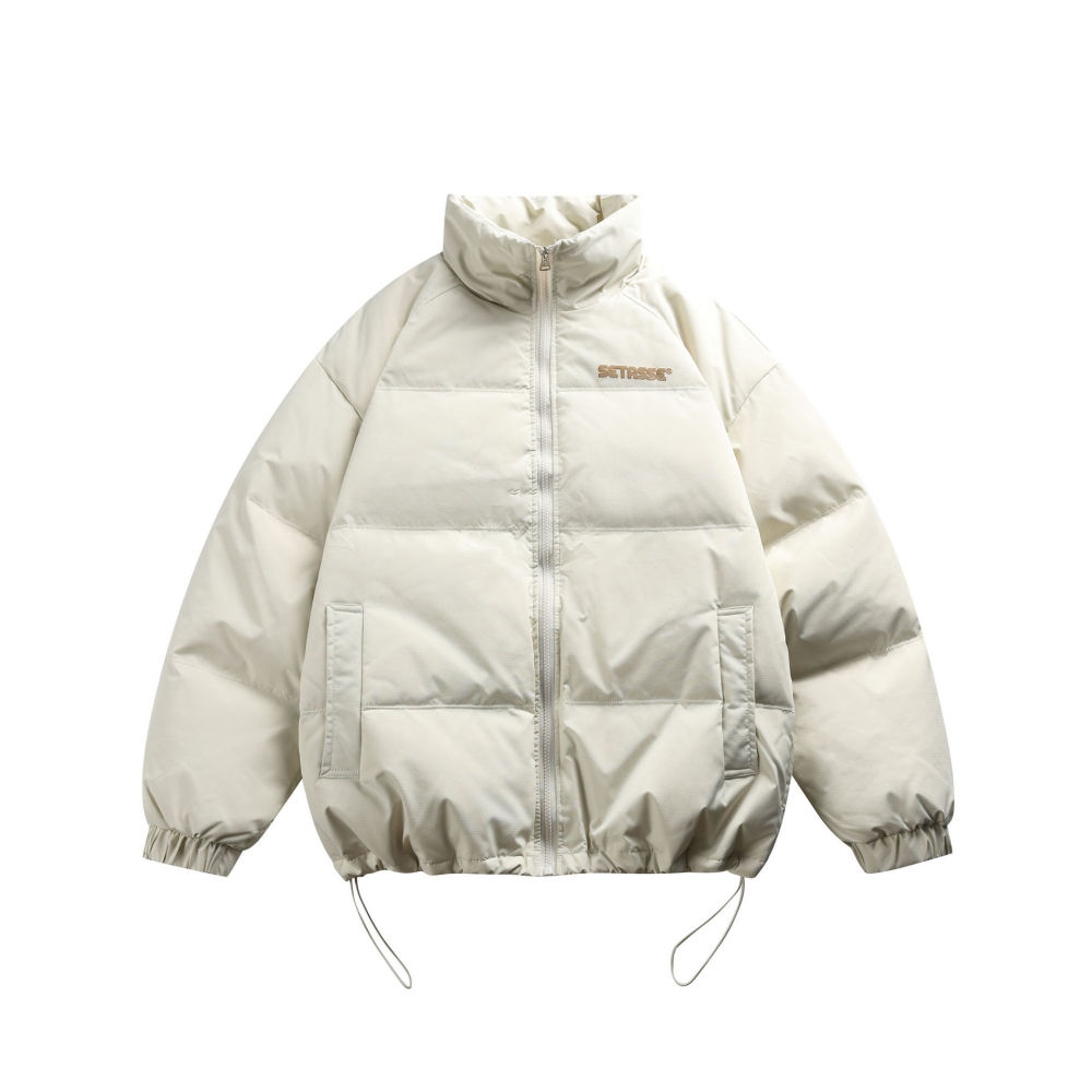 GrogeousBen 2025 Trendy Winter Collection 90 White Duck Down Stand Collar Short Down Jacket for Men Color Block Letter Print Casual.