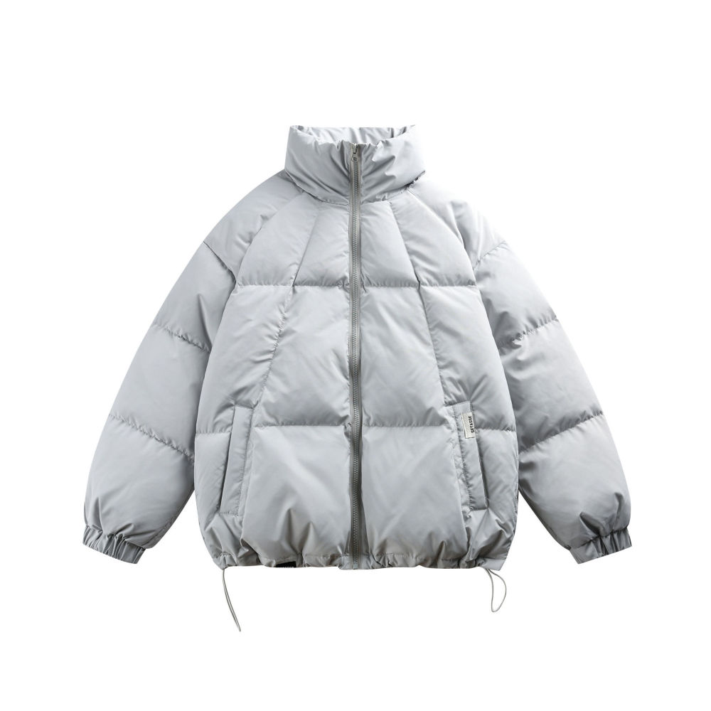 GrogeousBen 2025 Trendy Winter Collection 90 White Duck Down Stand Collar Short Down Jacket for Men Color Block Letter Print Casual.
