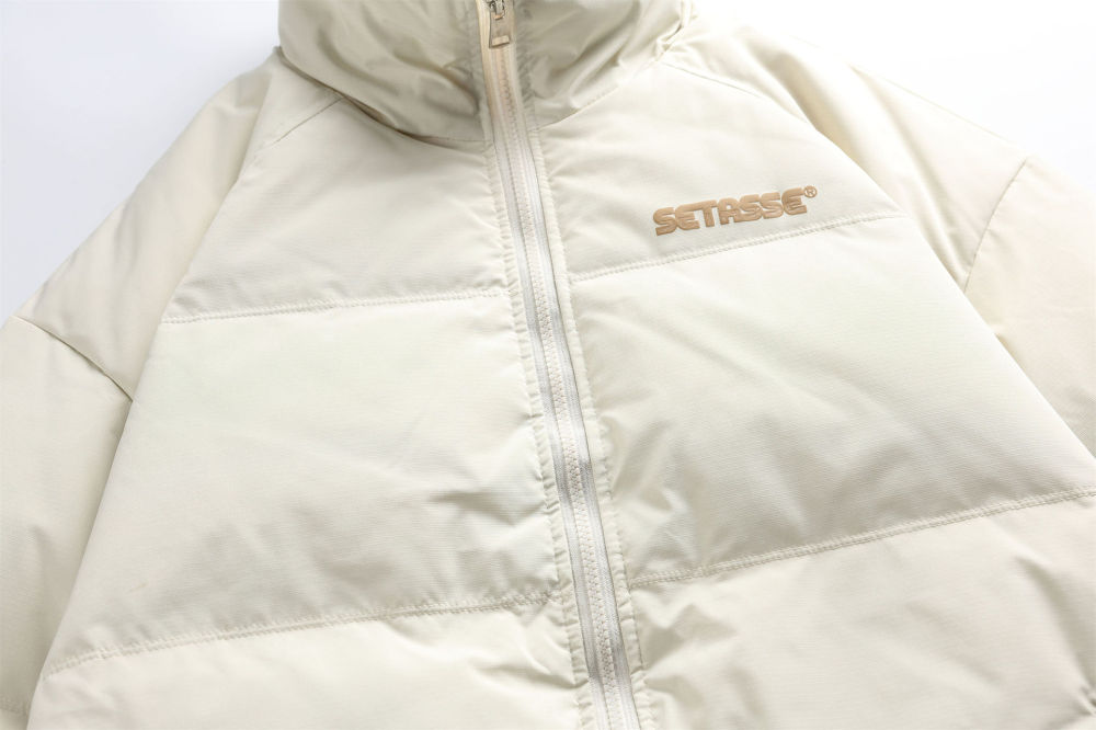 GrogeousBen 2025 Trendy Winter Collection 90 White Duck Down Stand Collar Short Down Jacket for Men Color Block Letter Print Casual.
