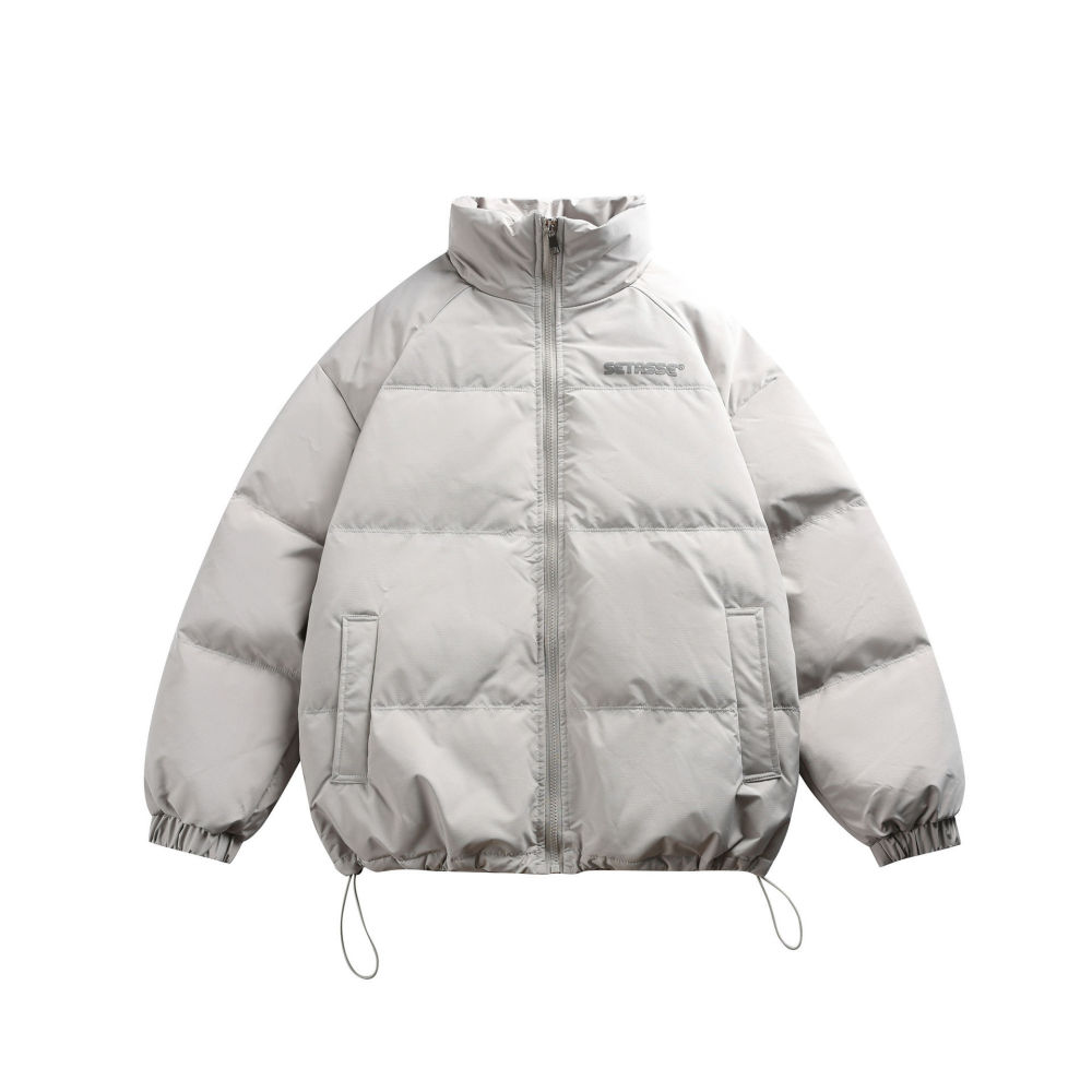 GrogeousBen 2025 Trendy Winter Collection 90 White Duck Down Stand Collar Short Down Jacket for Men Color Block Letter Print Casual.