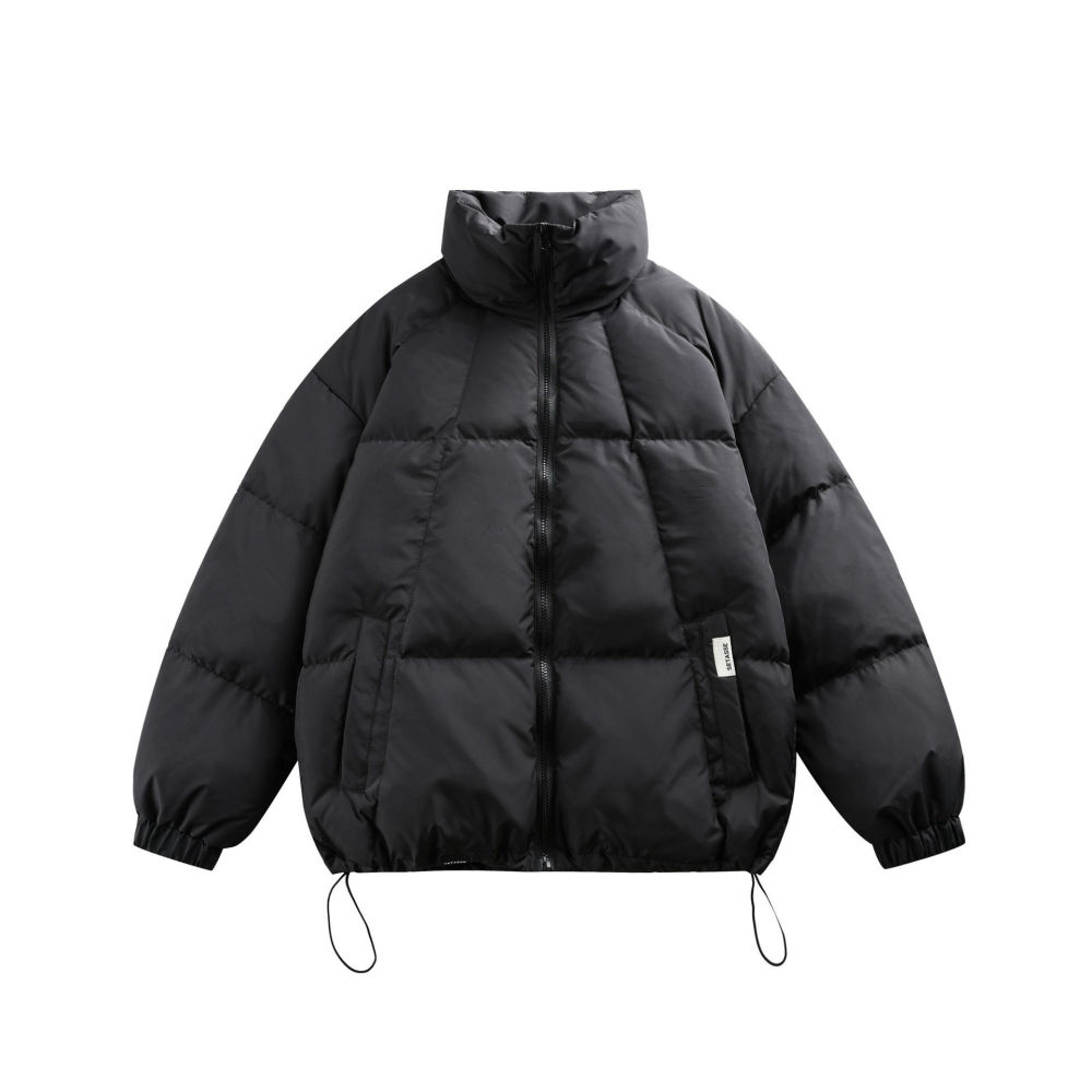 GrogeousBen 2025 Trendy Winter Collection 90 White Duck Down Stand Collar Short Down Jacket for Men Color Block Letter Print Casual.