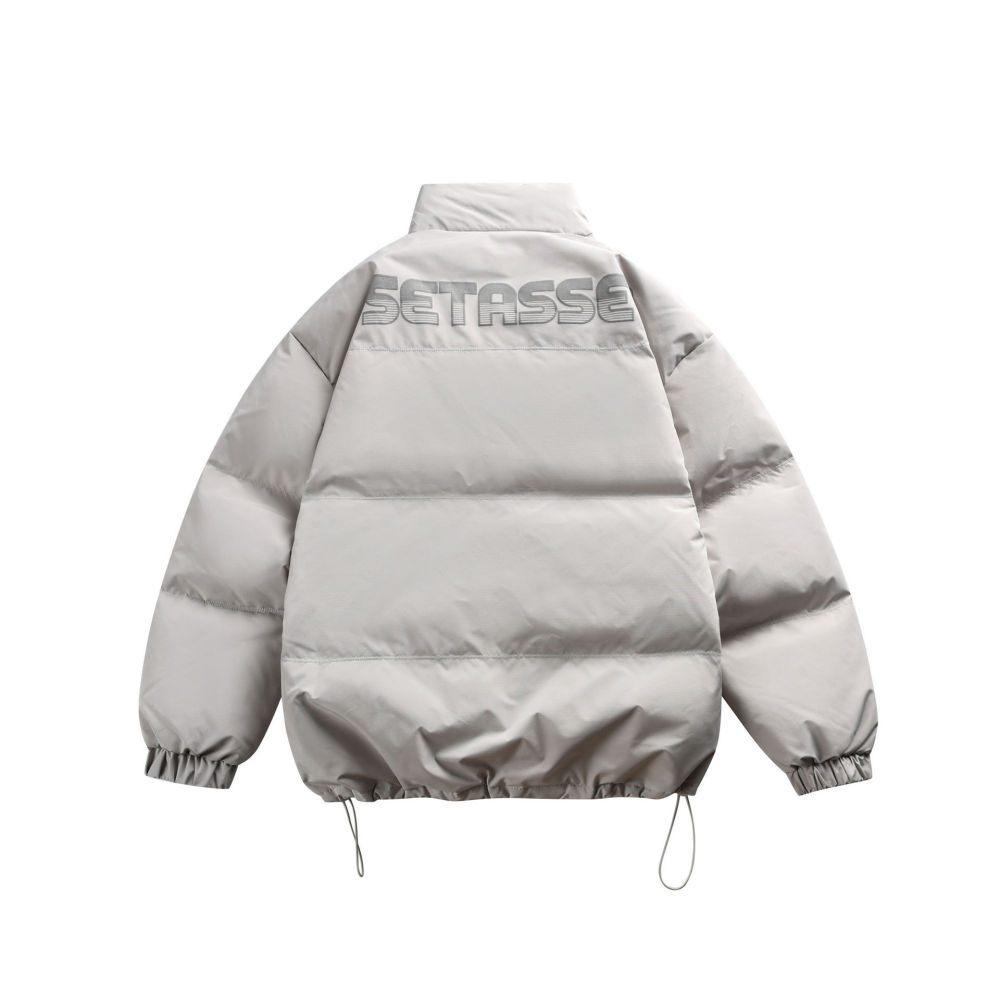 GrogeousBen 2025 Trendy Winter Collection 90 White Duck Down Stand Collar Short Down Jacket for Men Color Block Letter Print Casual.