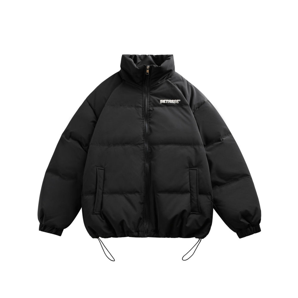GrogeousBen 2025 Trendy Winter Collection 90 White Duck Down Stand Collar Short Down Jacket for Men Color Block Letter Print Casual.