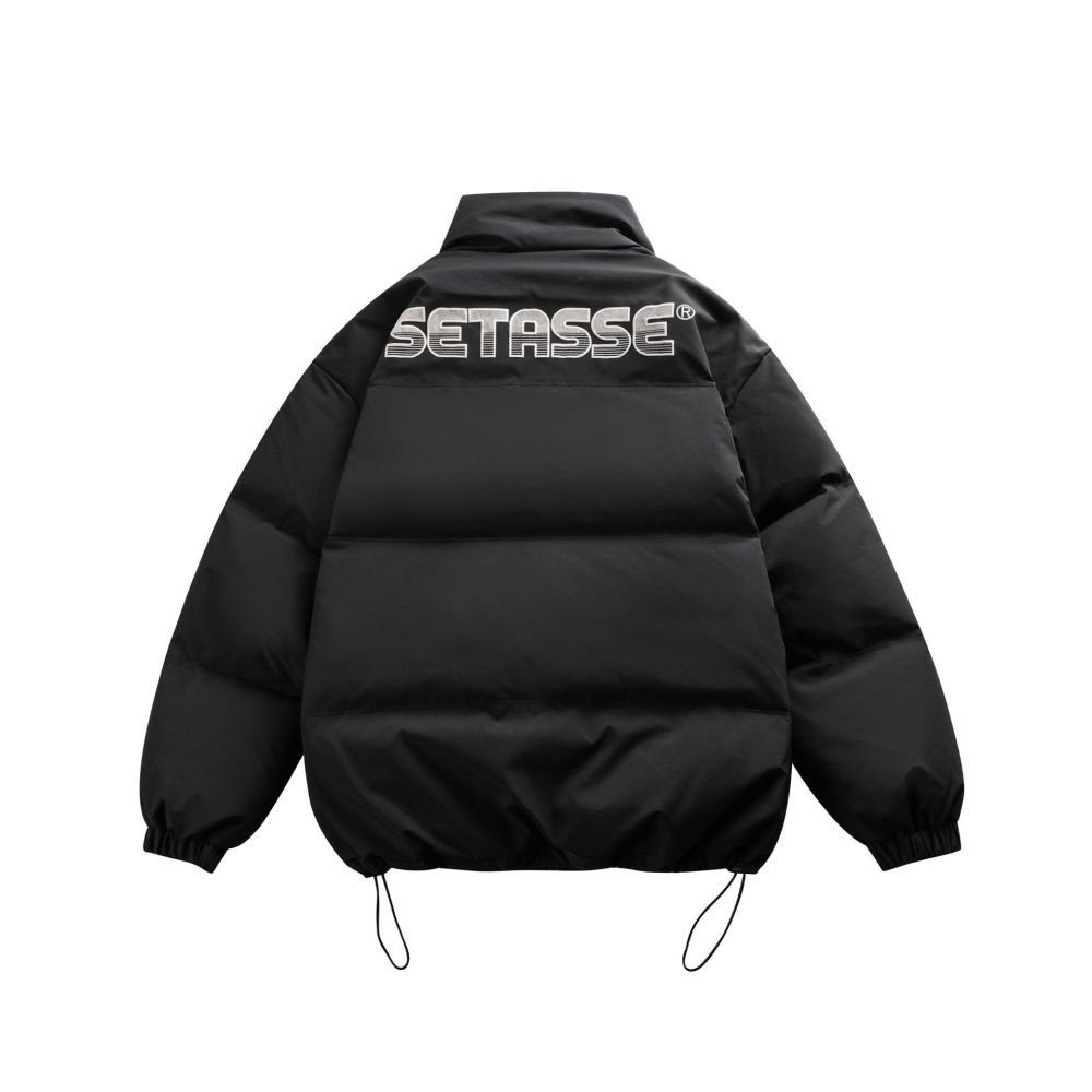GrogeousBen 2025 Trendy Winter Collection 90 White Duck Down Stand Collar Short Down Jacket for Men Color Block Letter Print Casual.