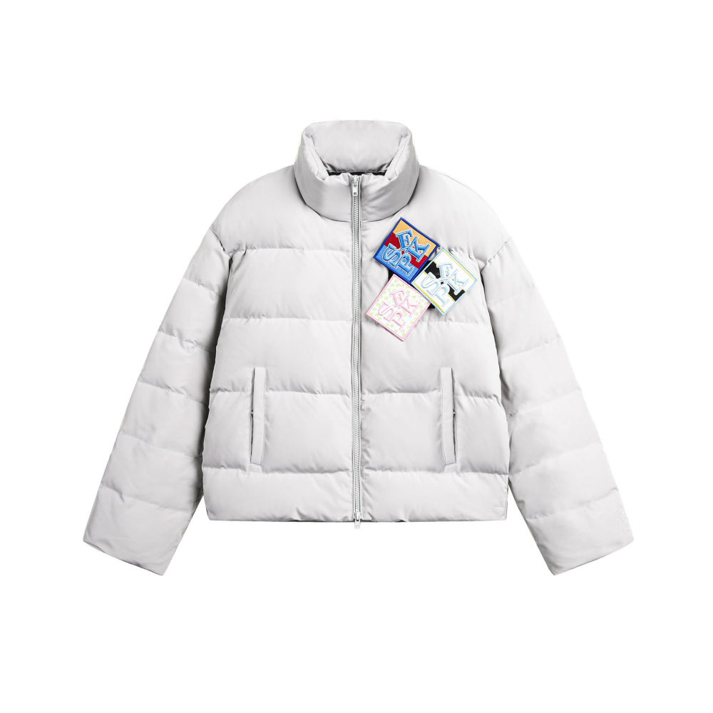 GrogeousBen  European and American fashion American retro patch embroidery down jacket for men and women 90 white duck down 2024 autumn and winter bread jacket