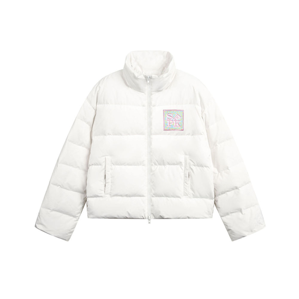 GrogeousBen  European and American fashion American retro patch embroidery down jacket for men and women 90 white duck down 2024 autumn and winter bread jacket