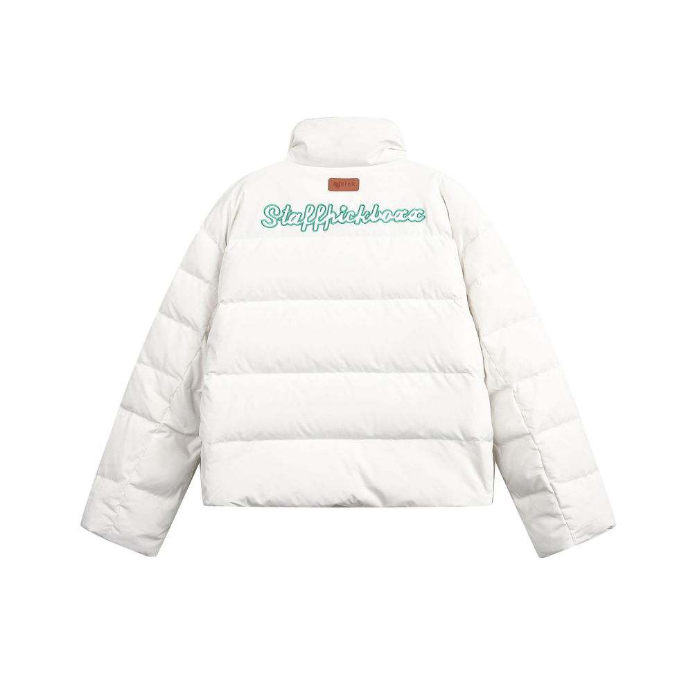 GrogeousBen  European and American fashion American retro patch embroidery down jacket for men and women 90 white duck down 2024 autumn and winter bread jacket