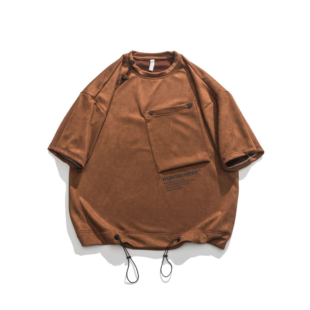 GrogeousBen  Summer design sense letter popular comfortable T-shirt retro sports drawstring simple versatile short sleeve men's trend