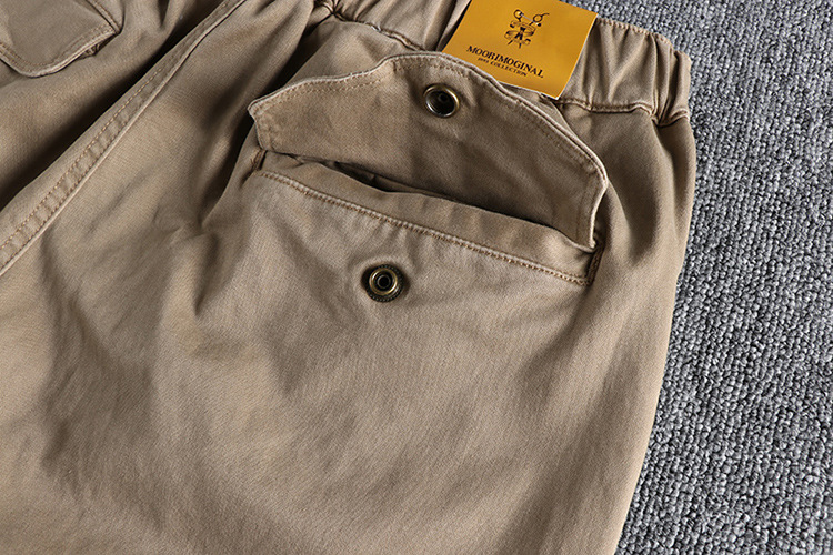 GrogeousBen  Retro trend workwear casual pants for men; multi-pocket Japanese-style versatile solid color three-dimensional cutting trousers..