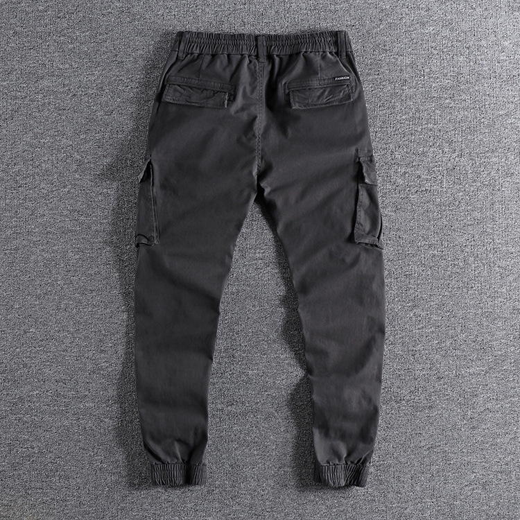 GrogeousBen  2025 Original European and American zipper cuff men's casual pants, ins washed micro-elastic versatile slim-fit multi-pocket work pants.