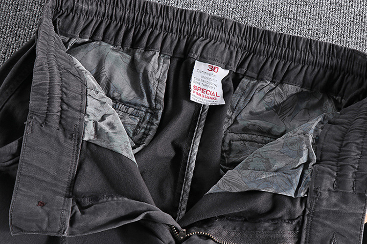 GrogeousBen  2025 Original European and American zipper cuff men's casual pants, ins washed micro-elastic versatile slim-fit multi-pocket work pants.
