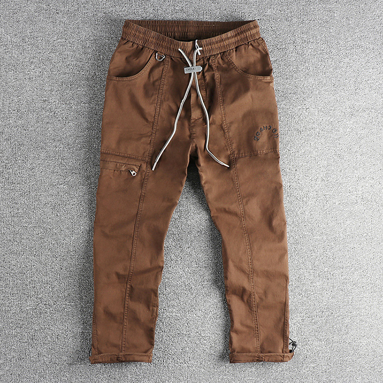 GrogeousBen 2025Design sense American retro trend wash workwear casual pants men peacock green versatile loose straight-leg long pants