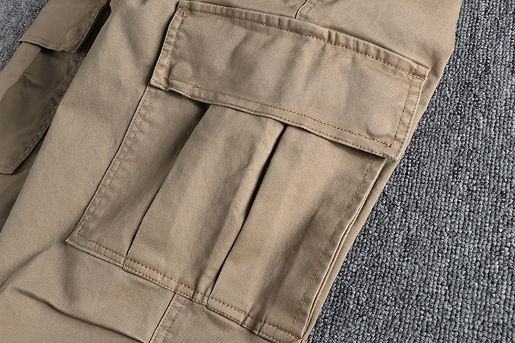 GrogeousBen  Retro trend workwear casual pants for men; multi-pocket Japanese-style versatile solid color three-dimensional cutting trousers..