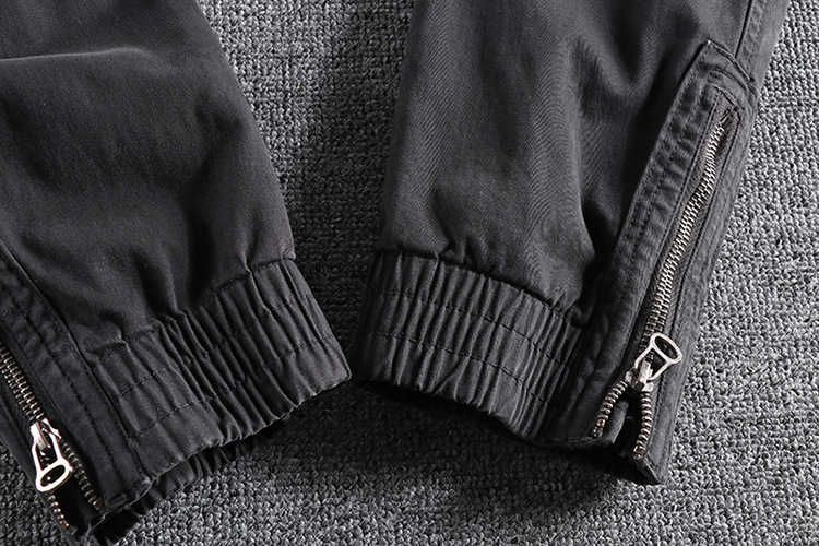 GrogeousBen  2025 Original European and American zipper cuff men's casual pants, ins washed micro-elastic versatile slim-fit multi-pocket work pants.