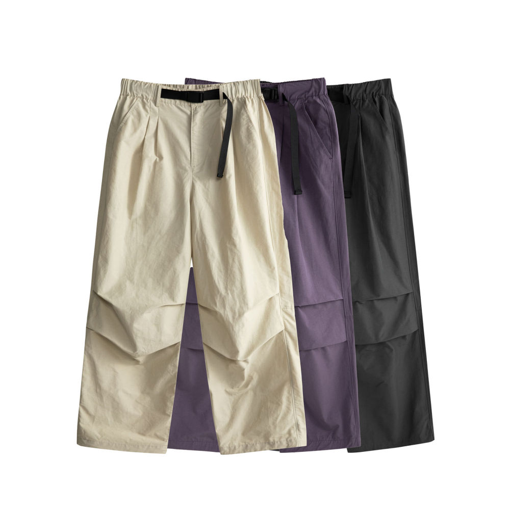 GorgeousBen  2025 American casual outdoor quick-drying retro versatile casual workwear straight-leg wide-leg hot girl European and American parachute pants.