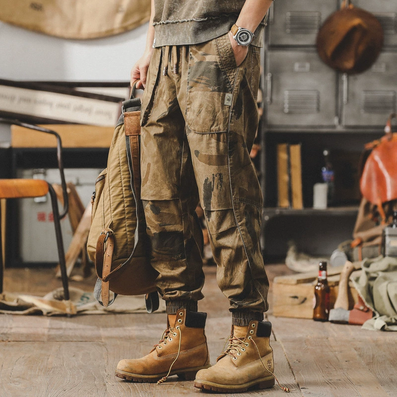 GorgeousBen Men's summer camouflage work pants 2025 new loose straight-leg men's casual pants thin American style brand anklelength pants.