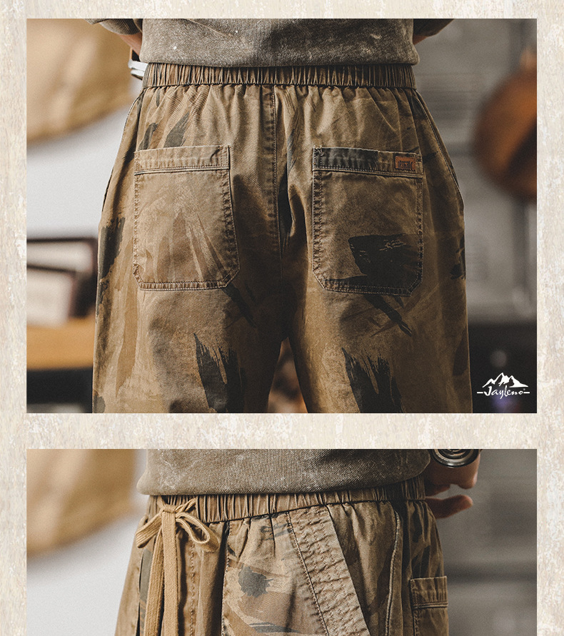 GorgeousBen Men's summer camouflage work pants 2025 new loose straight-leg men's casual pants thin American style brand anklelength pants.