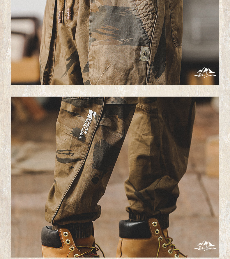 GorgeousBen Men's summer camouflage work pants 2025 new loose straight-leg men's casual pants thin American style brand anklelength pants.