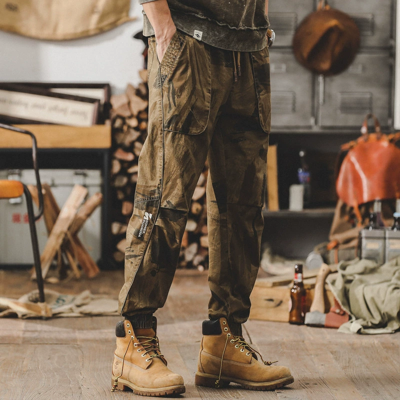 GorgeousBen Men's summer camouflage work pants 2025 new loose straight-leg men's casual pants thin American style brand anklelength pants.