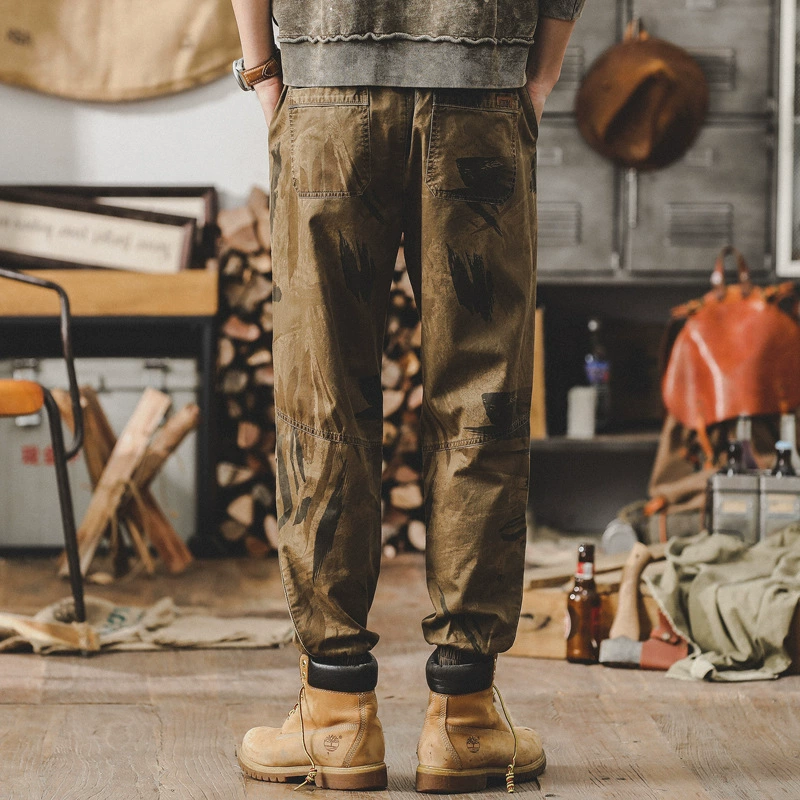 GorgeousBen Men's summer camouflage work pants 2025 new loose straight-leg men's casual pants thin American style brand anklelength pants.