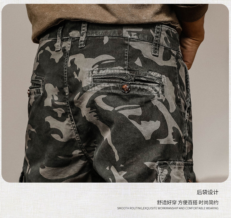 GorgeousBen   Men's straight-leg camouflage work pants with zipper cuffs for outdoor use in spring and autumn.