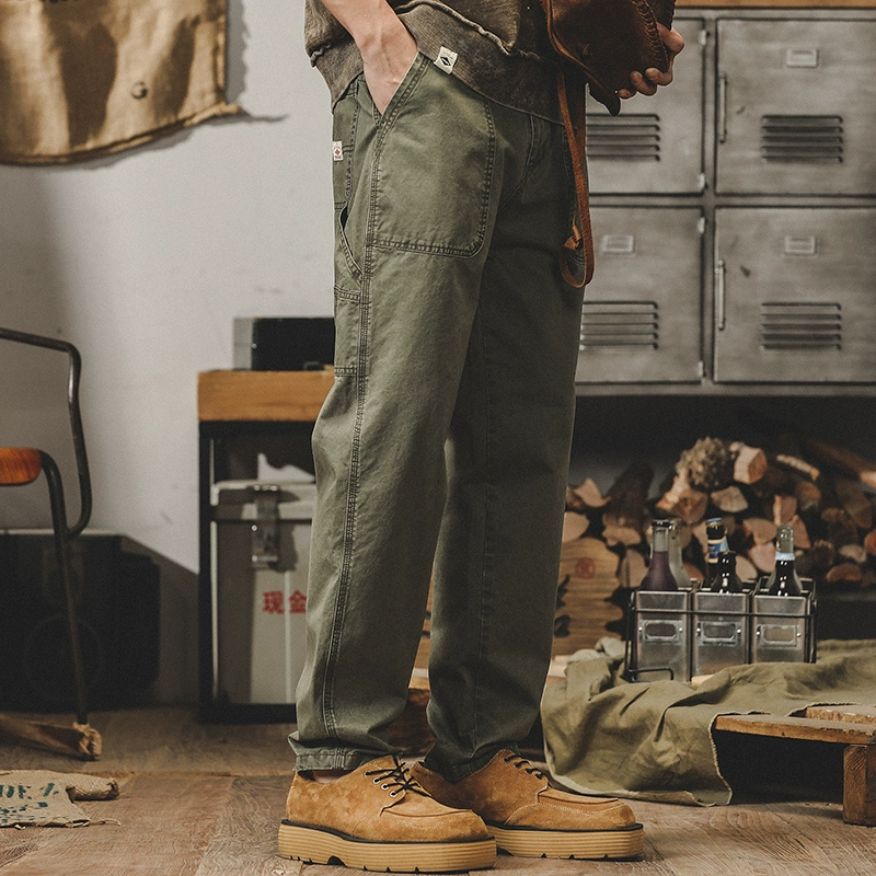 GorgeousBen Men's American casual work pants, loose straight-leg trousers for spring and autumn, retro deck pants trend.